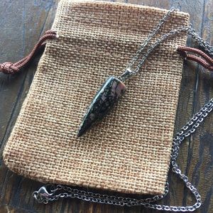 Crystal Bullet Pendant Rhodonite Pendant Rhodonite Necklace Crystal Necklace